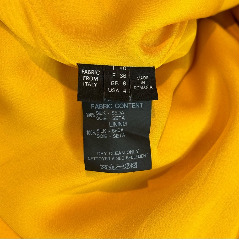 Derek Lam Yellow Silk Georgette Off the Shoulder Belted Dress Size 4 - Picture 10 of 10